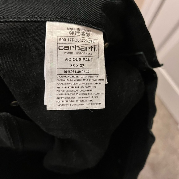 Mens Carhartt WIP Vicious Pants 36x32 Black - Picture 5 of 7
